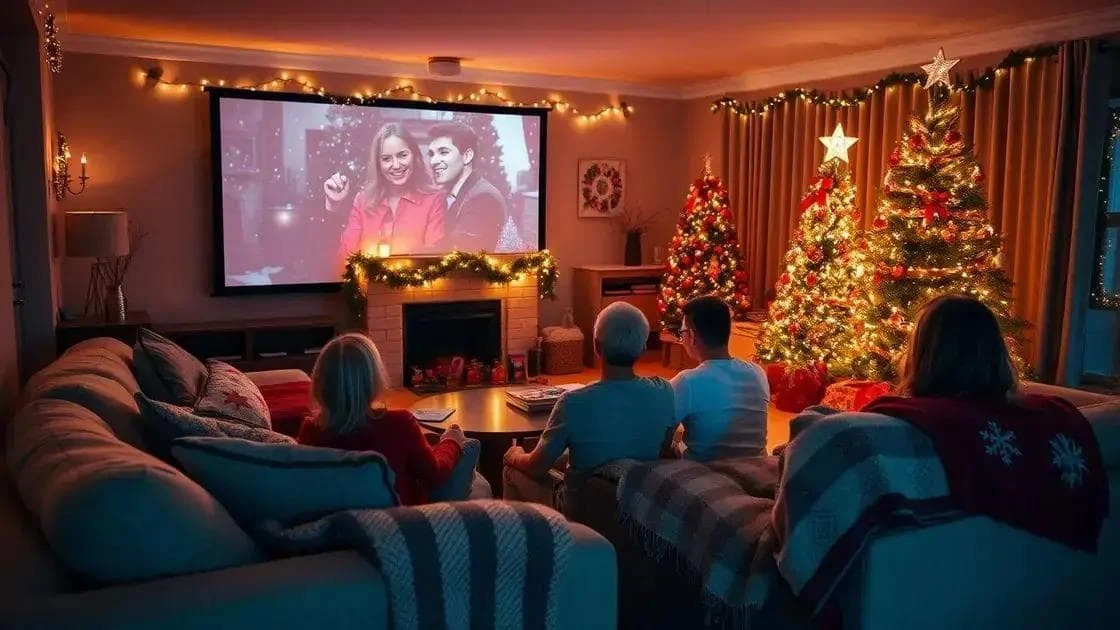 Illustration d’une famille vue de dos devant la télévision à Noël Illustration d’une famille vue de dos devant la télévision à Noël