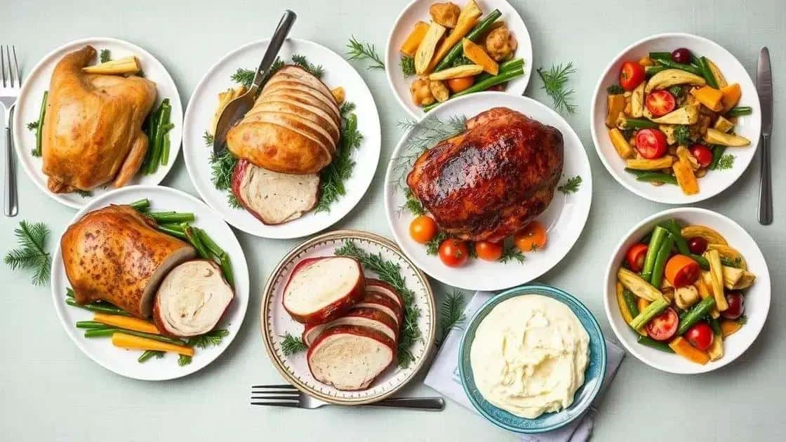 Assortiment de viandes rôties, de légumes et de purée