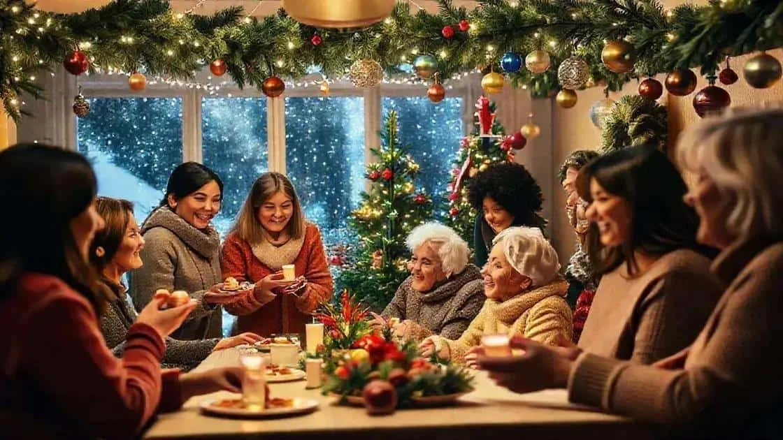 Des personnes de plusieurs générations partagent un moment autour d’une table de Noël