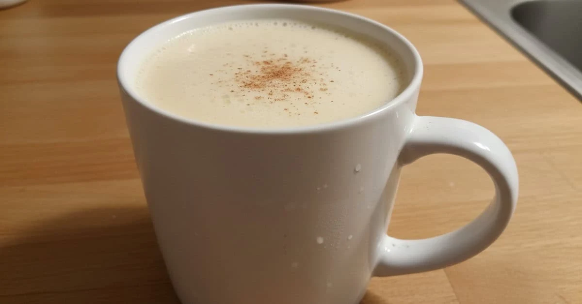 Tasse d’eggnog crémeux saupoudré de muscade