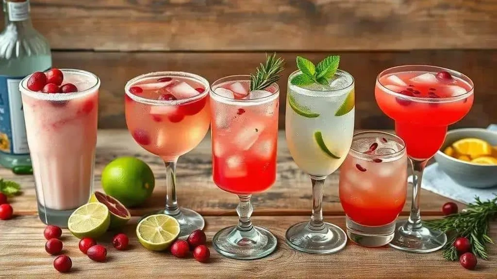 Différentes présentations de cocktails fruités aux agrumes et aux canneberges