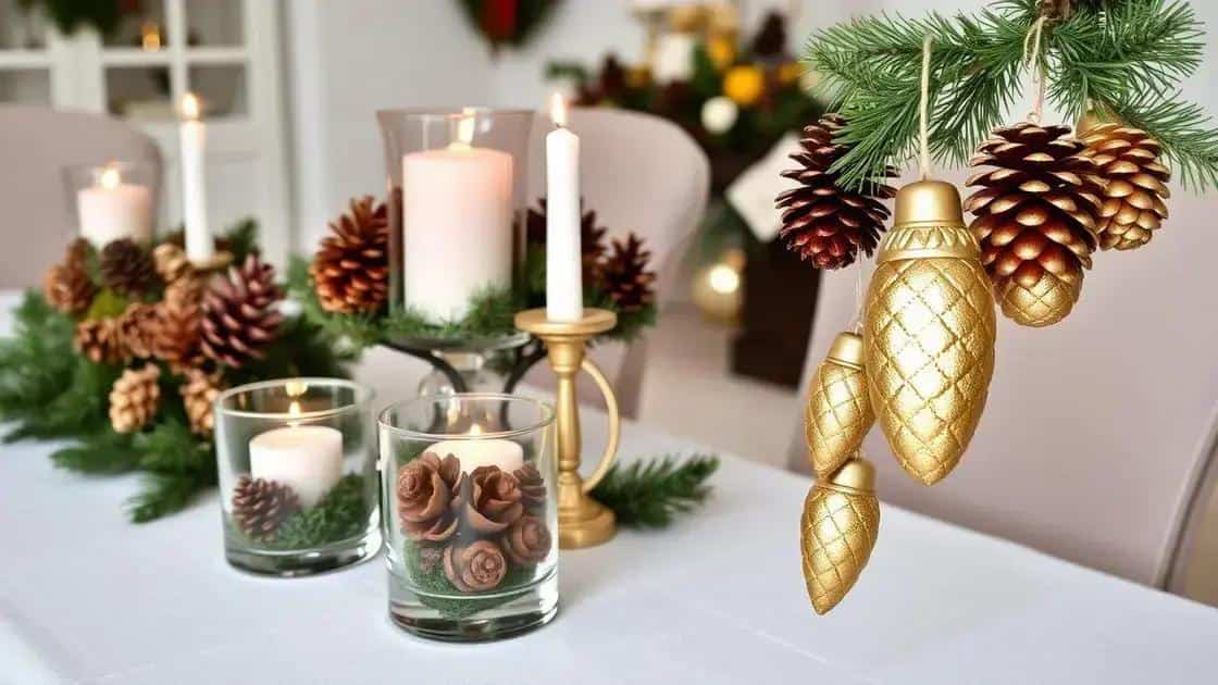 Ideias de arranjos com pinhas para mesas de Natal