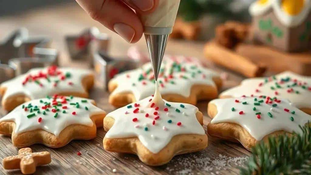 Biscoitos Natalinos Decorados com Glacê