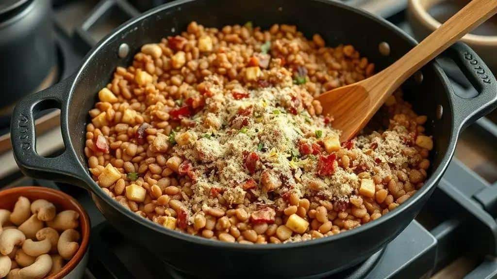 Como preparar a farofa de lentilha crocante passo a passo