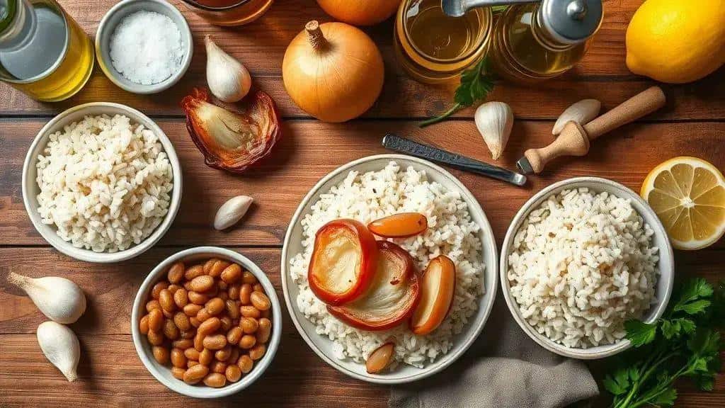 Ingredientes da receita Arroz de Lentilha com Cebola Caramelizada