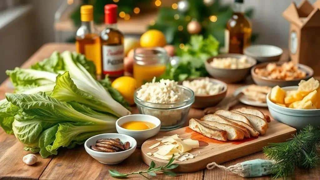 Ingredientes da salada caesar especial