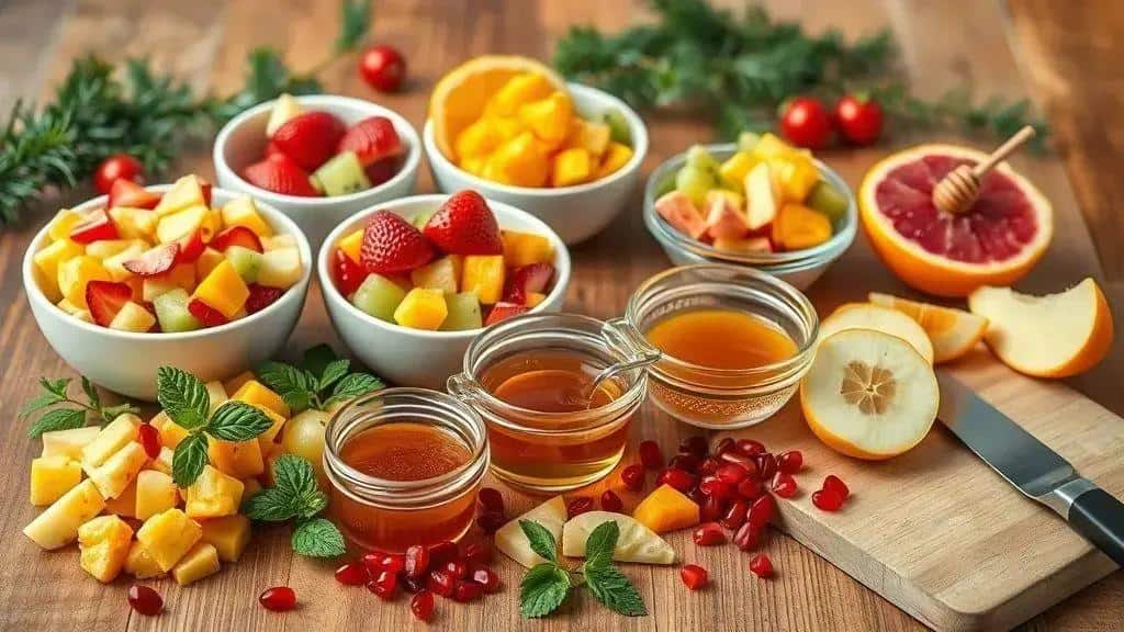 Ingredientes da salada de frutas natalina