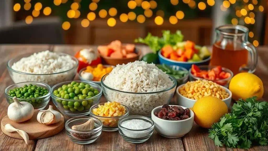 Ingredientes do Arroz à Grega Colorido para Réveillon