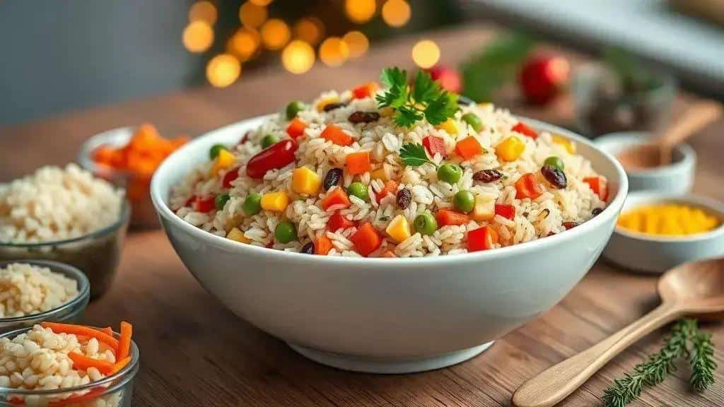 Ingredientes do arroz à grega de Natal