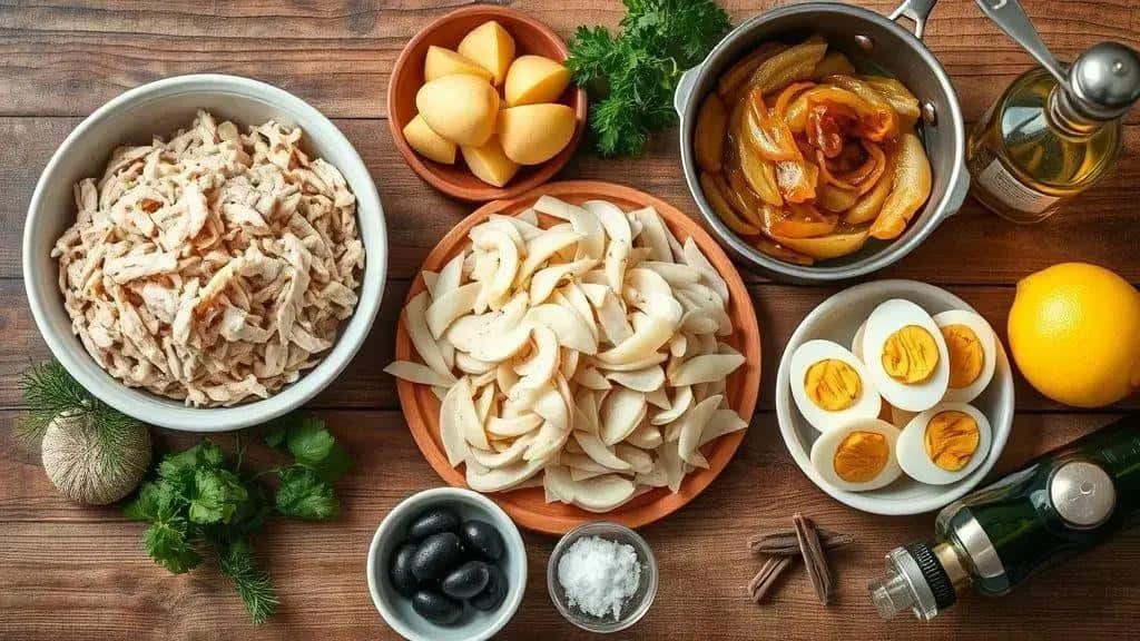 Ingredientes do bacalhau à Gomes de Sá natalino