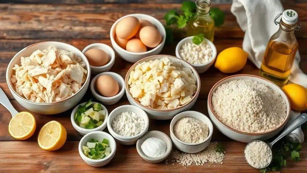 Ingredientes do bolinho de bacalhau crocante para festas