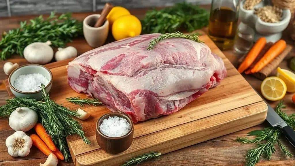 Ingredientes do cordeiro assado com alecrim Ingredientes do cordeiro assado com alecrim