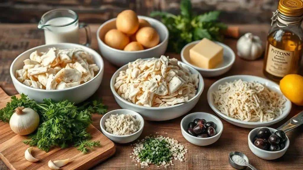 Ingredientes do escondidinho de bacalhau de natal