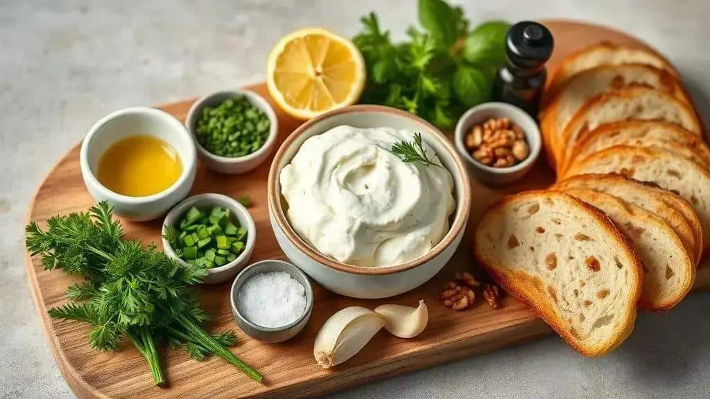 Ingredientes do patê de ricota com ervas Ingredientes do patê de ricota com ervas