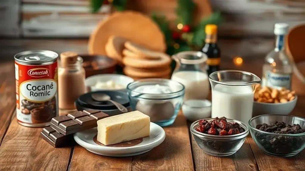 Ingredientes do pavê de chocolate clássico de natal