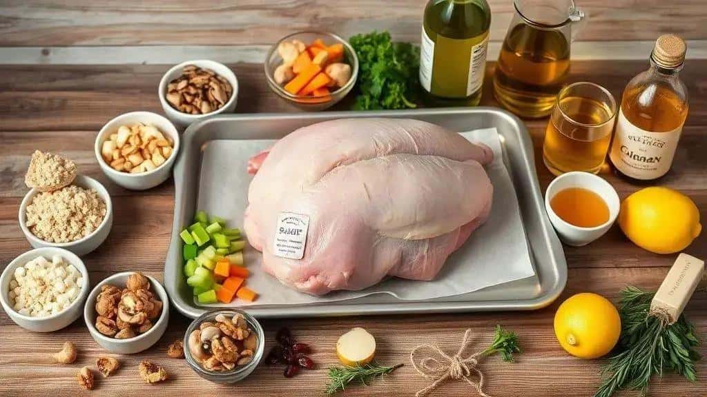 Ingredientes do peito de peru desossado recheado