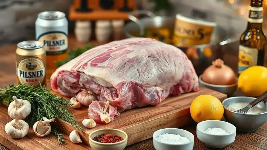Ingredientes do pernil assado na cerveja