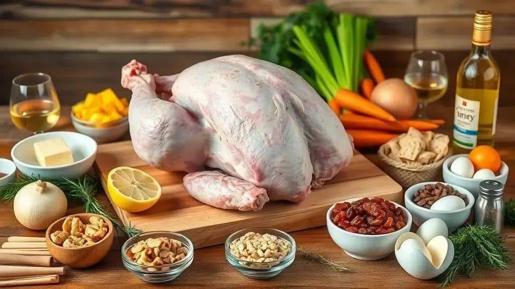 Ingredientes do peru de natal tradicional recheado