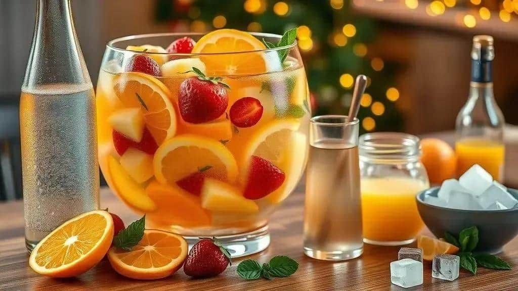 Ingredientes do ponche de frutas com espumante