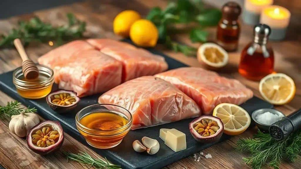 Ingredientes do Salmão Assado com Molho de Maracujá Ingredientes do Salmão Assado com Molho de Maracujá