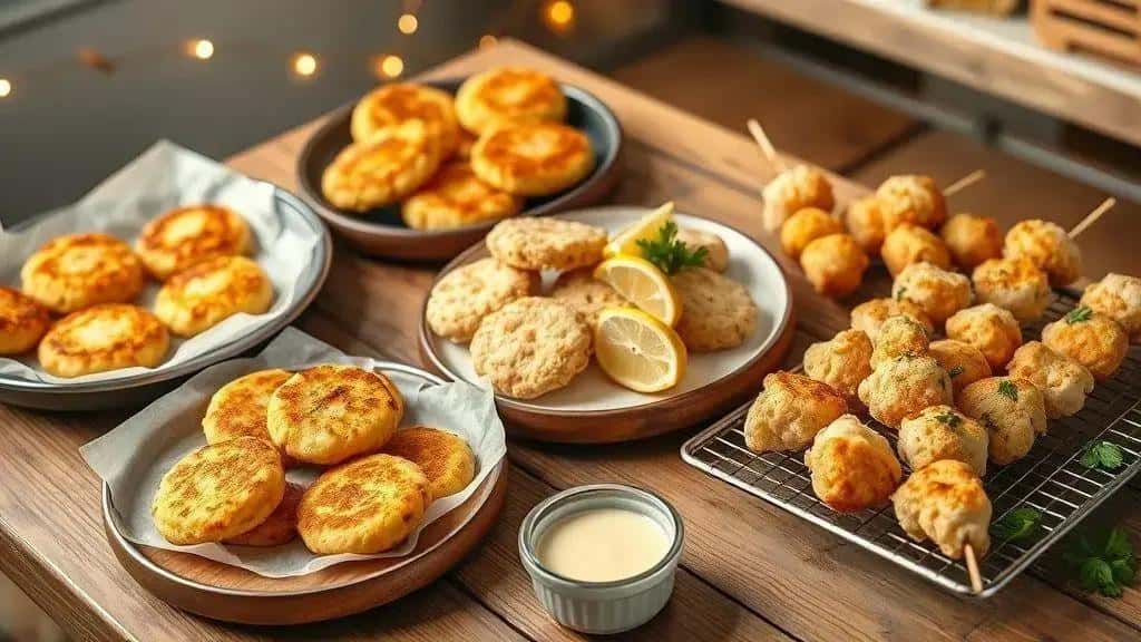 Variações do bolinho de bacalhau crocante (assado, low-carb e mini)