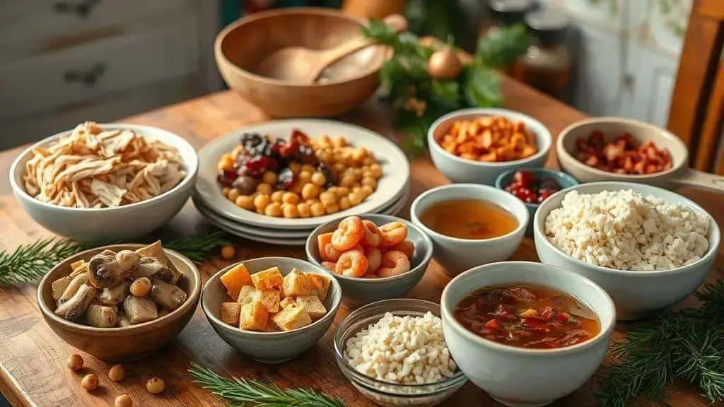 Variações do cuscuz de Natal com legumes e frango