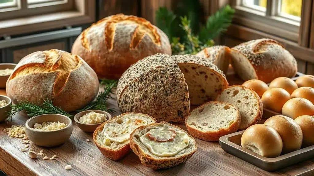 Variações do pão natalino com ervas e queijo