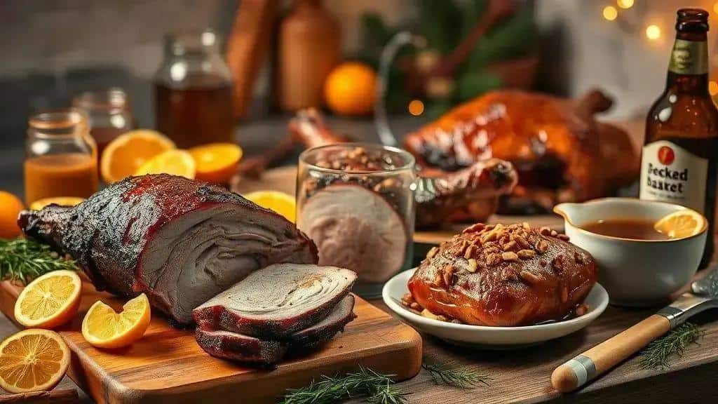 Variações do pernil de natal assado na cerveja preta
