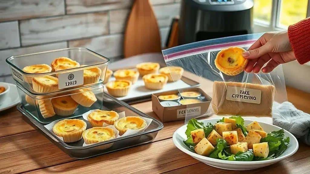 Armazenamento, congelamento e reaproveitamento das mini quiches