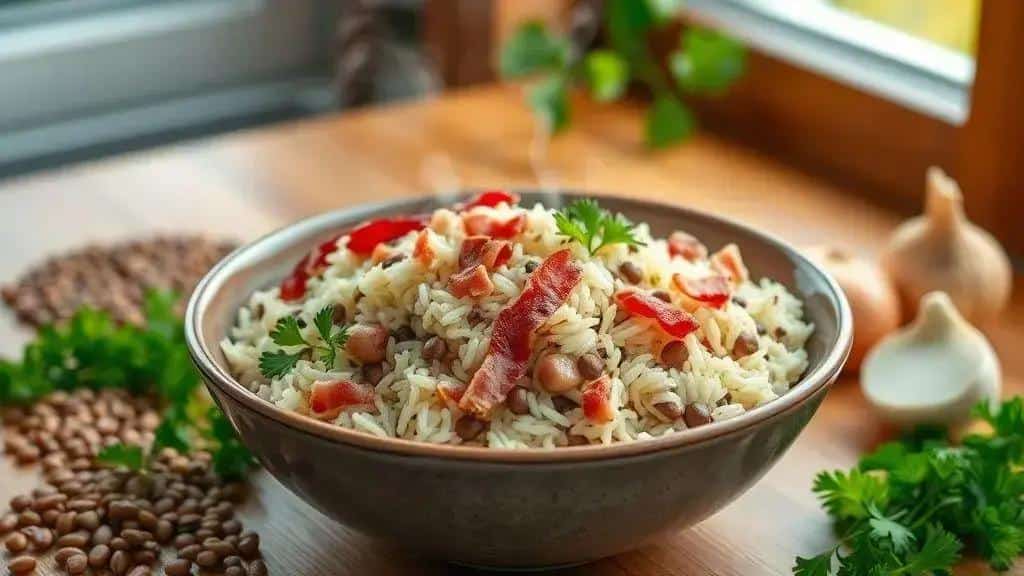 Arroz de Lentilha com Bacon