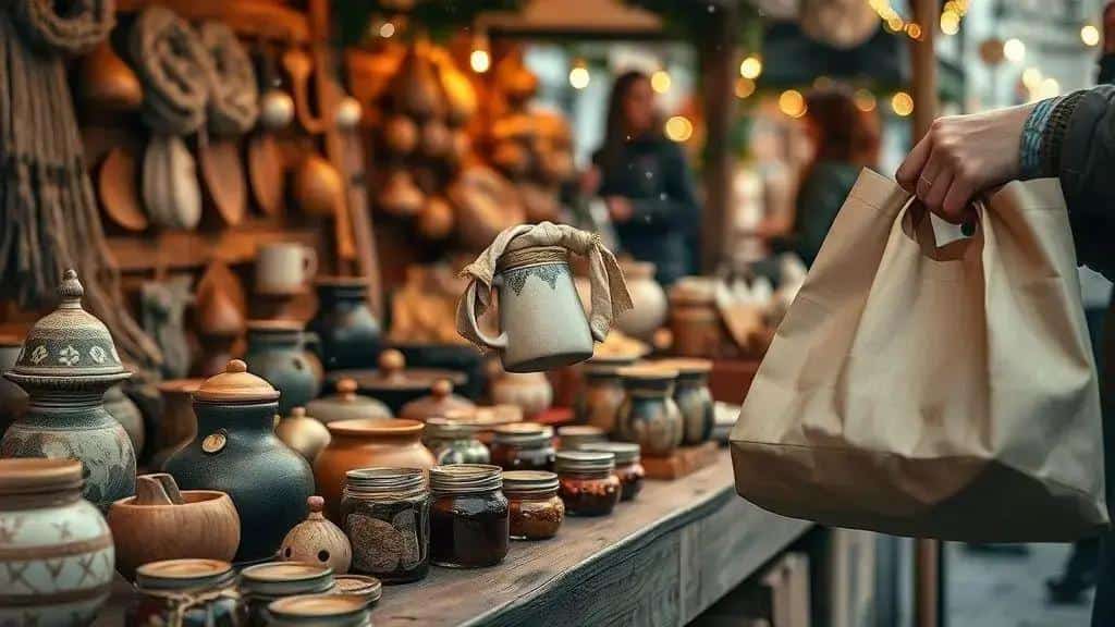Artesanato, presentes e produtores locais para levar para casa