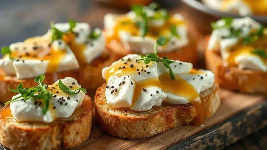 Bruschettas de Queijo de Cabra e Mel