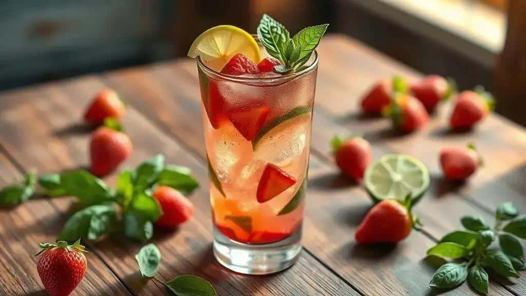 Caipirinha de Morango com Manjericão (Drink da Virada)