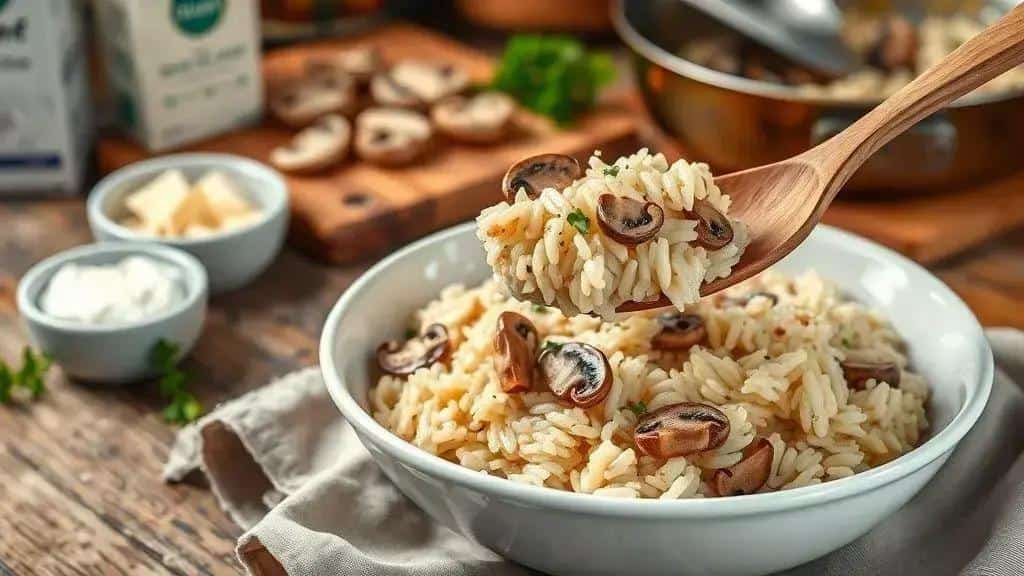 Como preparar arroz cremoso com champignon