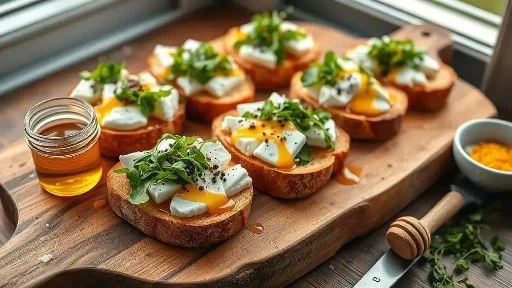 Como preparar as Bruschettas de Queijo de Cabra e Mel passo a passo Como preparar as Bruschettas de Queijo de Cabra e Mel passo a passo