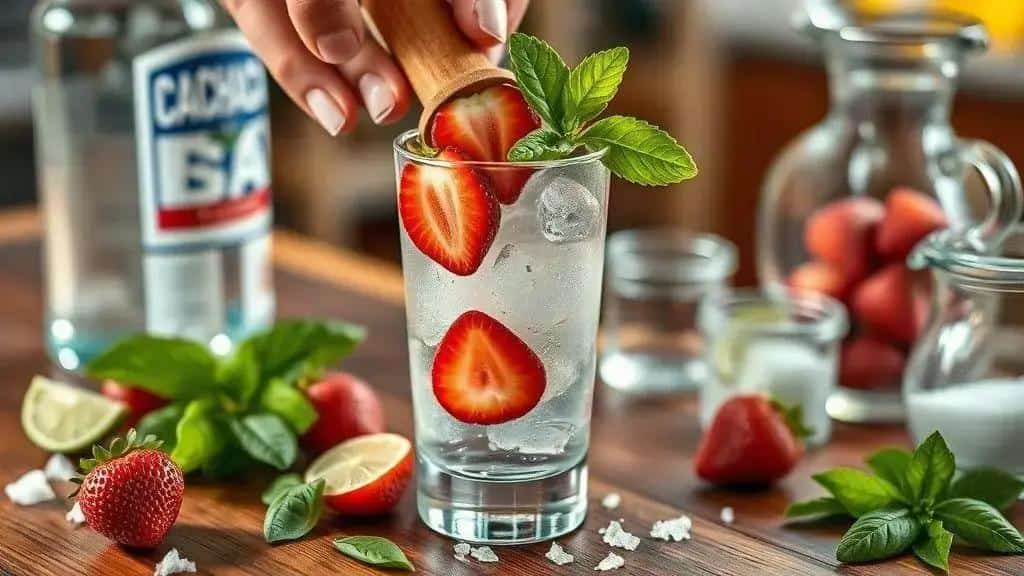 Como preparar caipirinha de morango com manjericão passo a passo