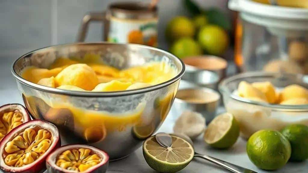 como preparar sorbet cremoso de maracujá e limão