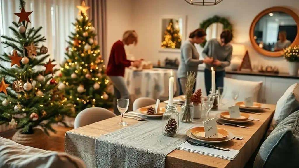 Decoração prática e charmosa: árvore, mesa e iluminação com baixo custo
