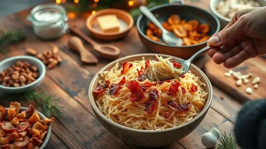 Farofa crocante com bacon e cebola caramelizada