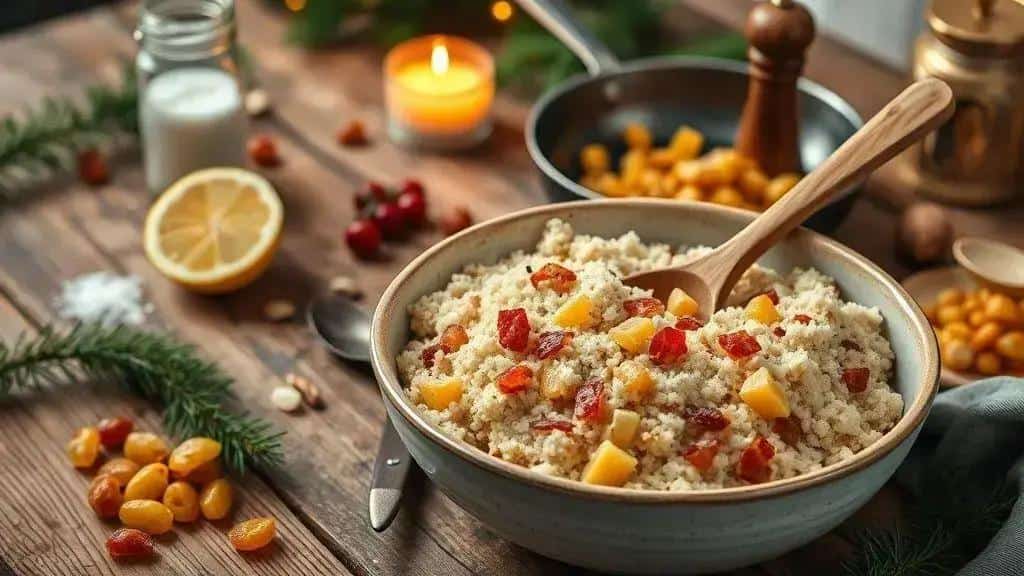 Farofa natalina com castanhas — ingredientes, preparo e variações