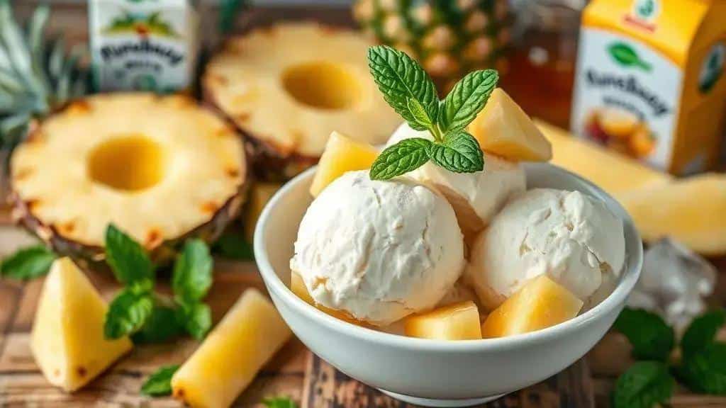 Gelado de Abacaxi (Sobremesa sem lactose e fácil)