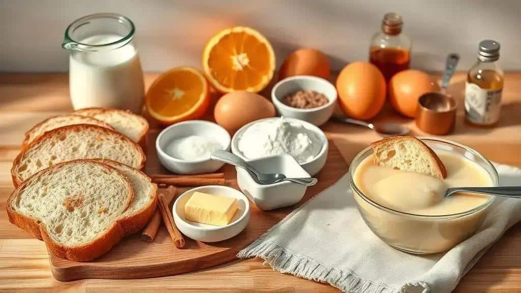Ingredientes da rabanada cremosa com toque de laranja Ingredientes da rabanada cremosa com toque de laranja