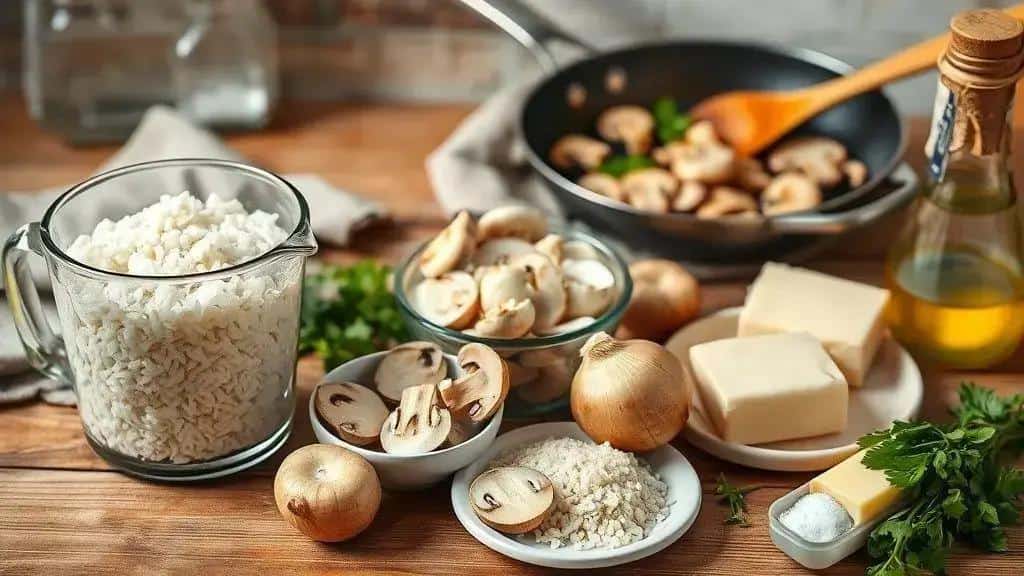 Ingredientes da receita: arroz cremoso com champignon