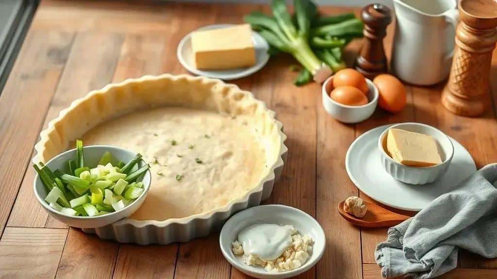 Ingredientes da receita de Quiche de Alho-Poró