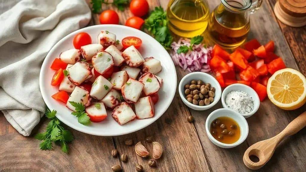 Ingredientes da receita de Vinagrete de Polvo