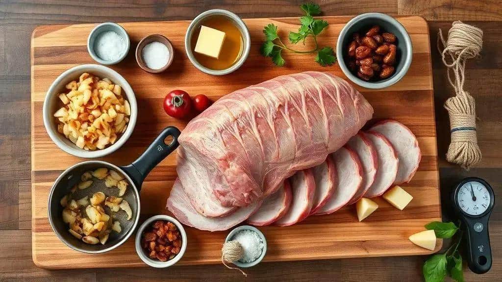 Ingredientes da receita: lombo recheado clássico com farofa