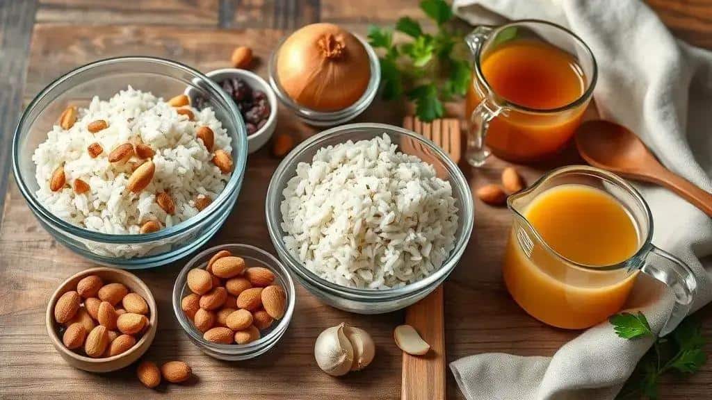 Ingredientes do Arroz Natalino com Castanhas