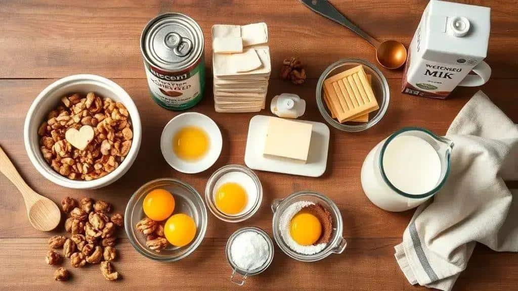 Ingredientes do pavê de nozes cremoso
