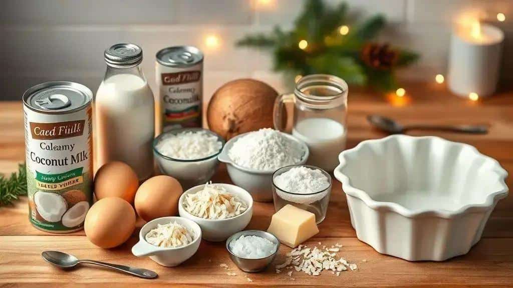 Ingredientes do pudim de coco cremoso