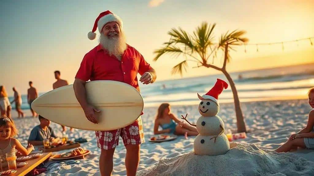 Papai Noel surfista: origem e simbolismo local